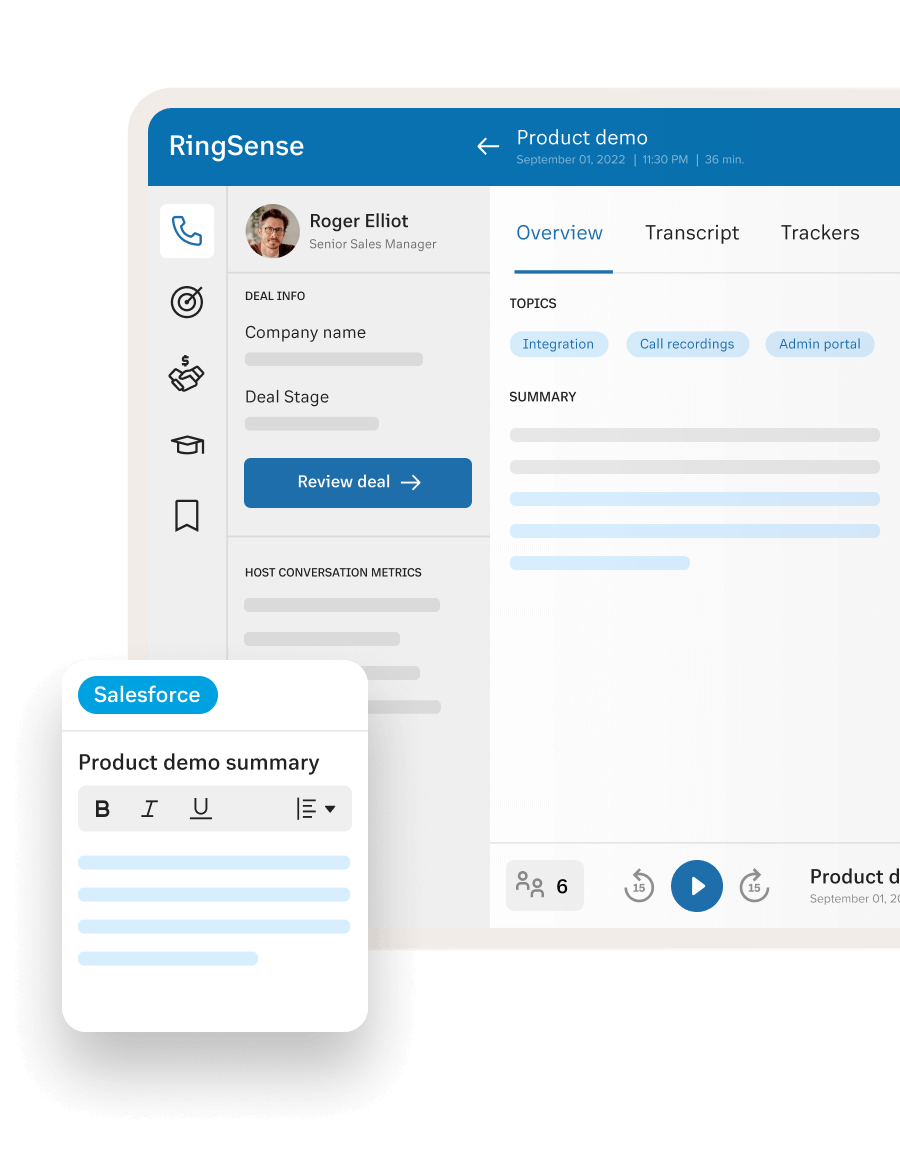 RingCentral App's RingSense Dashboard